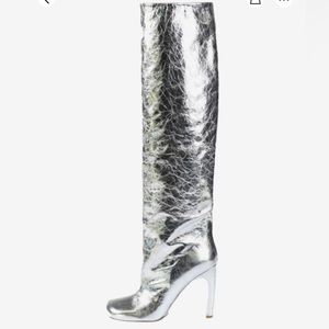 Silver Knee High Boots